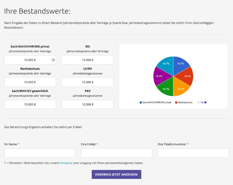Screenshot Bestandswertrechner